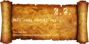 Nánay Hetény névjegykártya